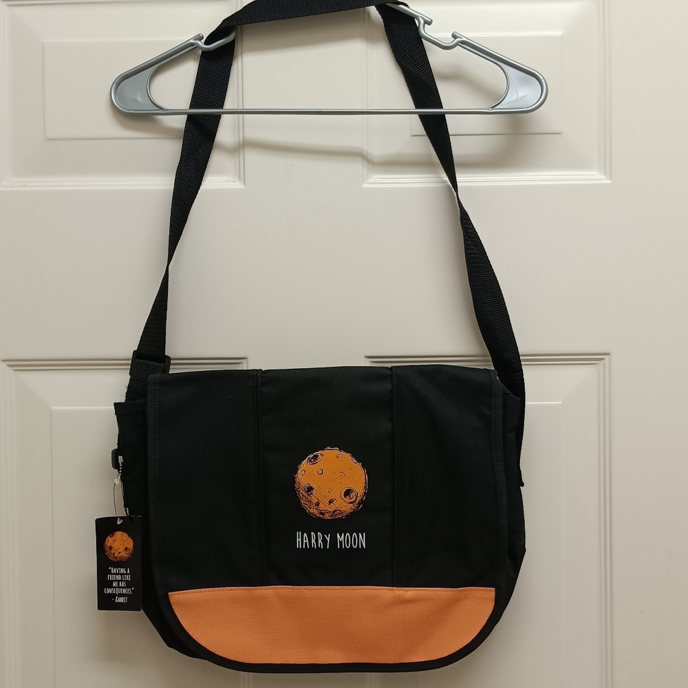 Harry Moon Black Messenger Bag Laptop Book Bag School Bag Crossbody Space